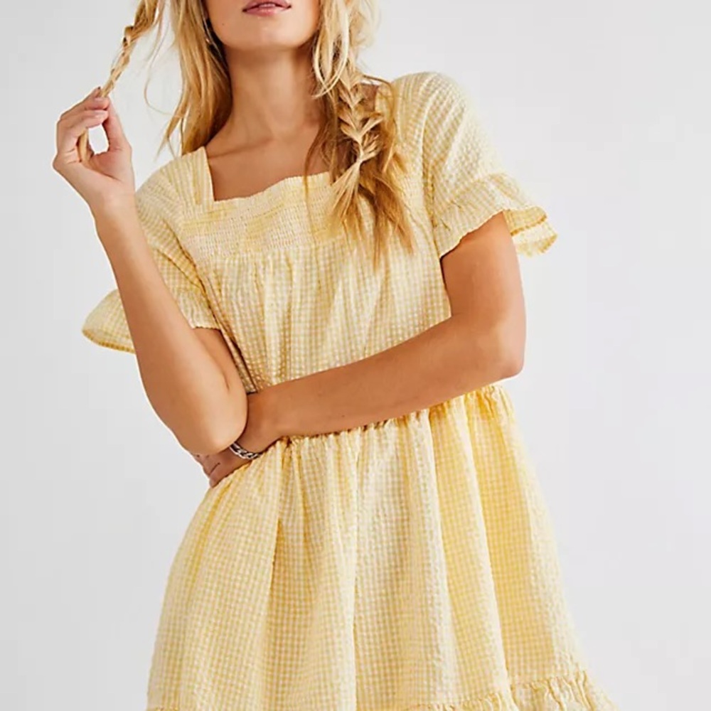 Free People Yellow Ruffled Tiered Sundress